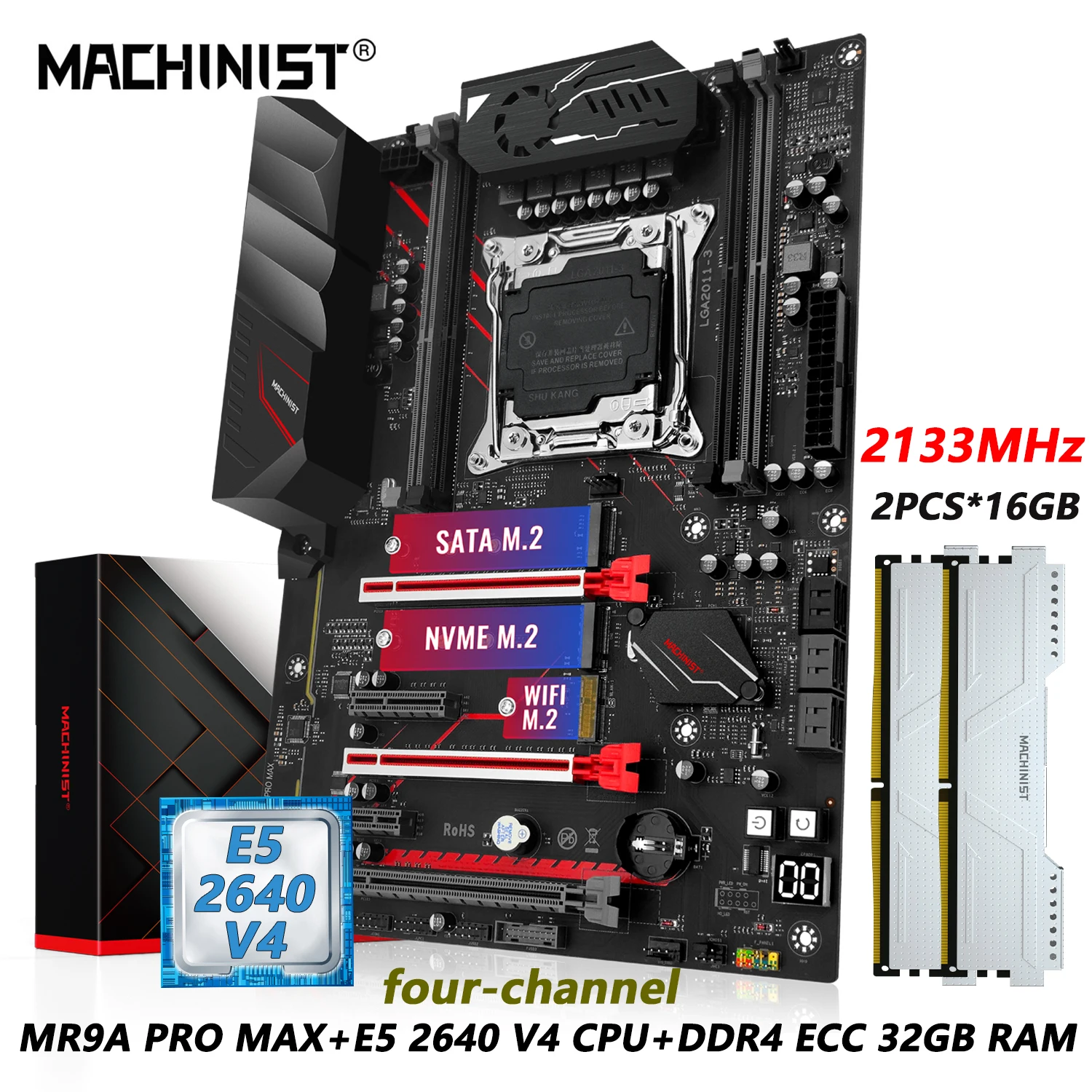 MACHINIST X99 материнская плата LGA 2011-3 комплект Xeon E5 2640 V4 процессор + DDR4 2*16 Гб ОЗУ usb ATX NVME M.2 MR9A PRO MAX
