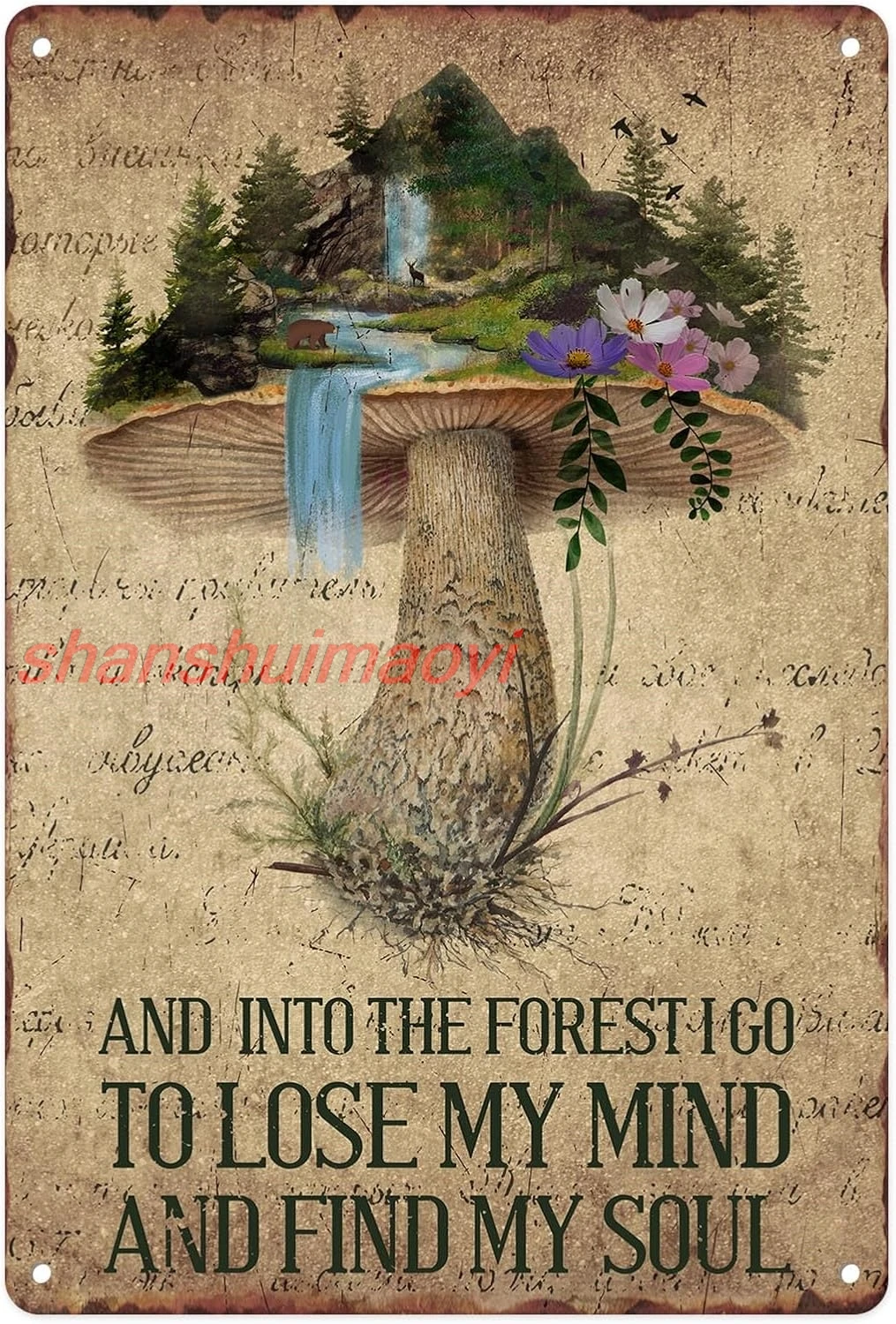 Металлическая вывеска Sanwarm 8X12 дюймов милый гриб красочная винтажная жестяная