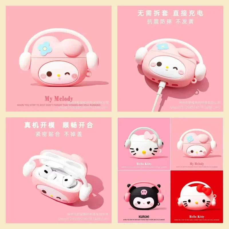 Защитный чехол Sanrio Airpods My Melody Hello Kitty Kawaii милые беспроводные Bluetooth-наушники Apple 1 2 3