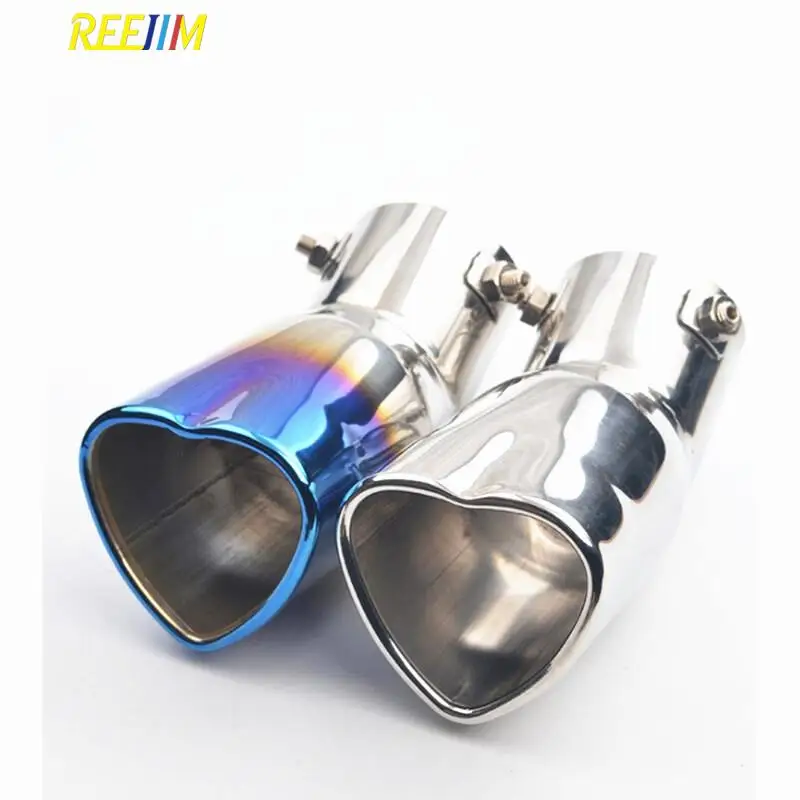

Reejim Heart Shaped Universal Car Exhaust Muffler Tip Stainless Steel Pipe Chrome Exhaust Tail Muffler Tip Pipe Silver