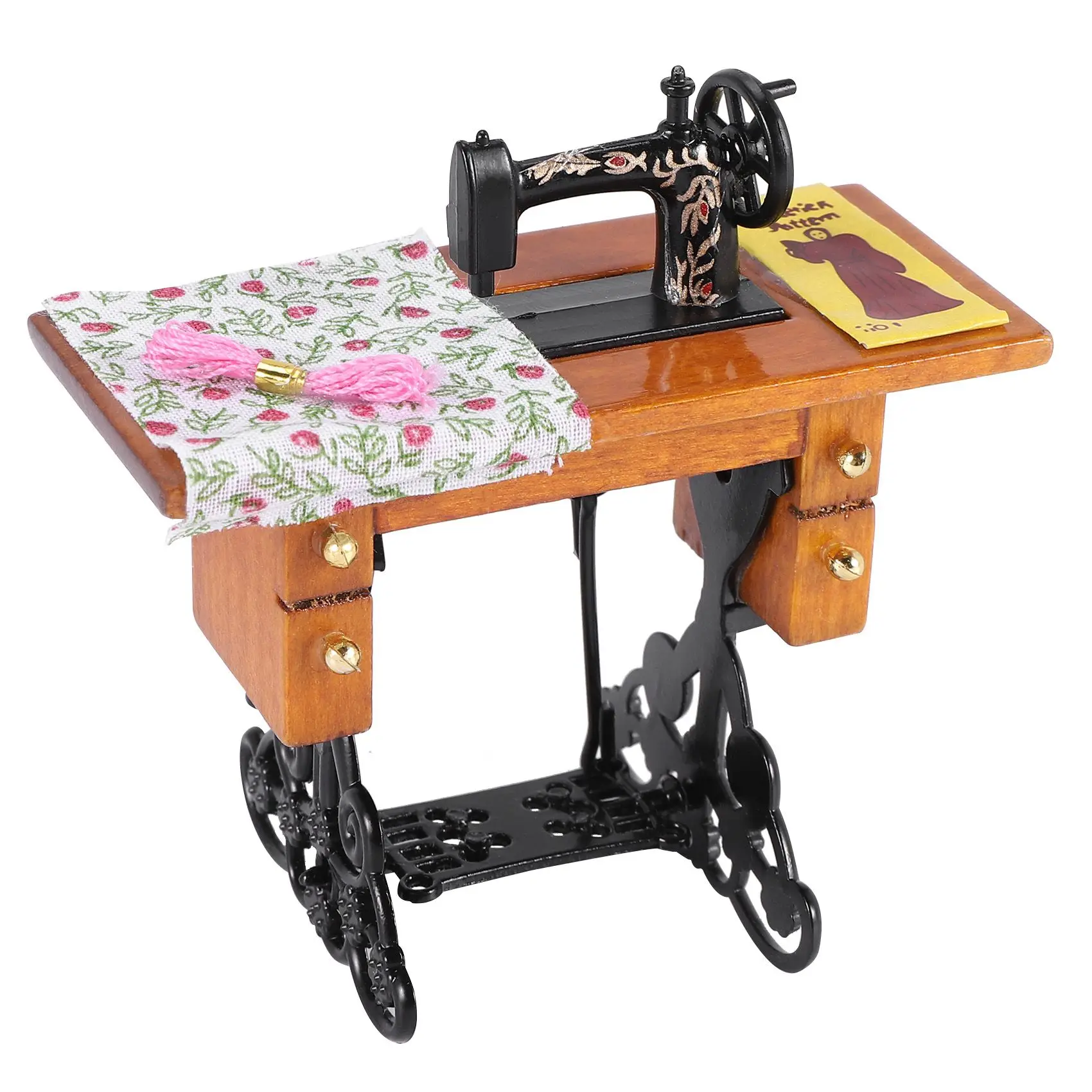 

Vintage Miniature Sewing Machine With Cloth for 1/12 Scale Decoration