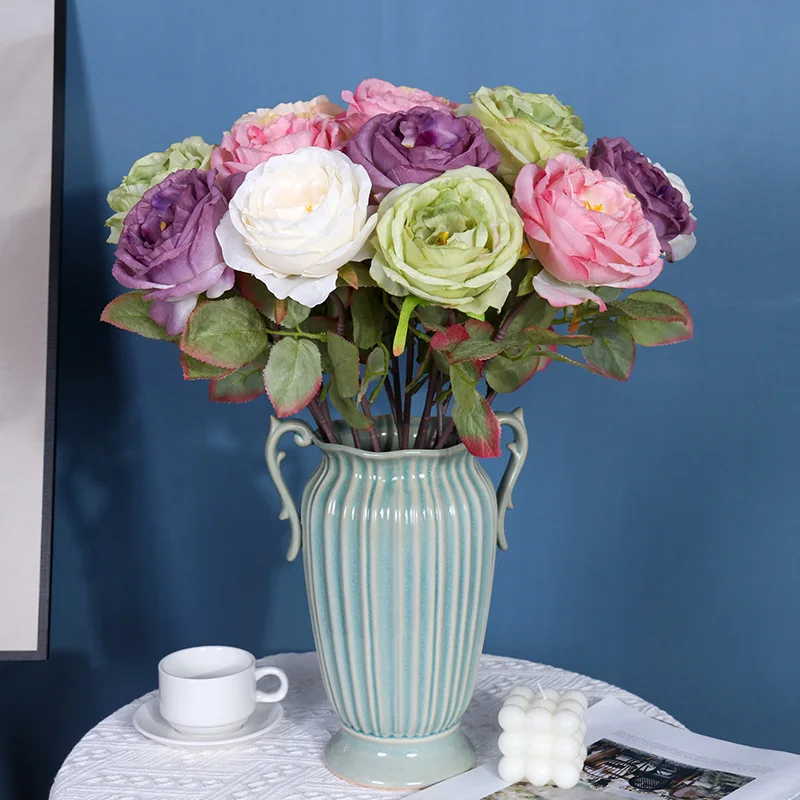 

Artificial Rose Flowers Garden Wedding Party Fake Flower Party DIY Supplies Real Touch Bouquet Home Decor For Lover Gift