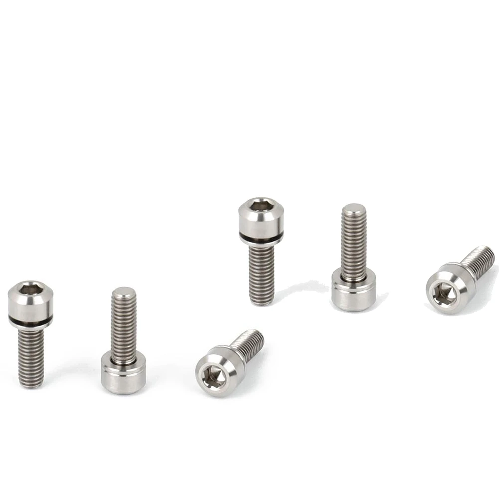 

6PCS M5X16mm Bolts Hex Headed for Stem Shifter Seatpost Clamp Ti TC4 Screw Bicycle Screws -Titanium