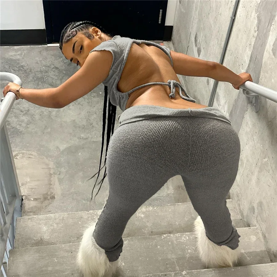 Однотонные облегающие брюки комплект из 2 предметов одежда для отдыха двух