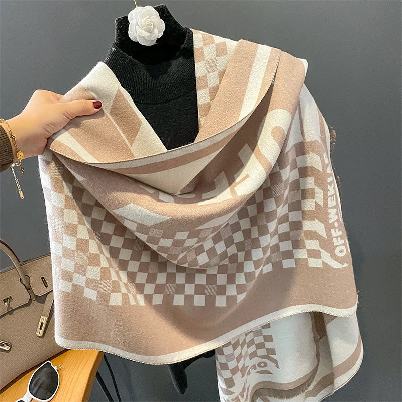 

Luxury Brand 2023 Winter Scarf Chain Cashmere Pashmina Women Scarfs Warm Thick Shawl Poncho for Ladies Scarves Foulard Femme