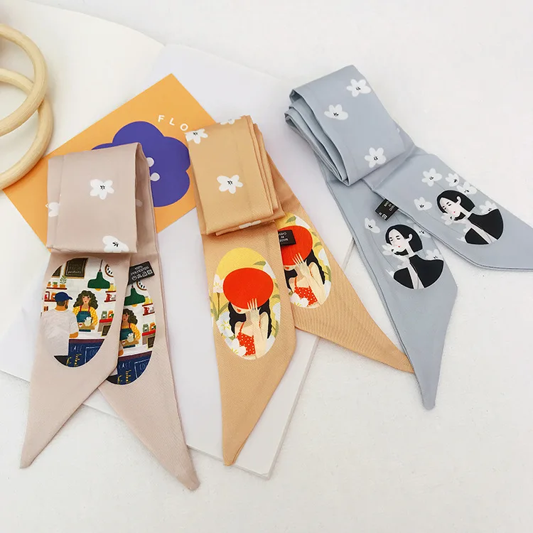 

Long Hairband Skinny Wrist Ribbon Bag Scarfs For Women Fashion Neckerchief Cute Hair Scarves 5*90CM Elegant Headband Neck Scarf