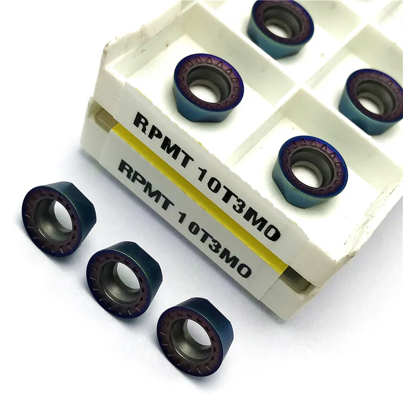 

RPMT10T3 нано-синее покрытие, высококачественные Сменные фрезерные вставки, обработка стальных деталей, токарный станок с ЧПУ, токарный инструмент