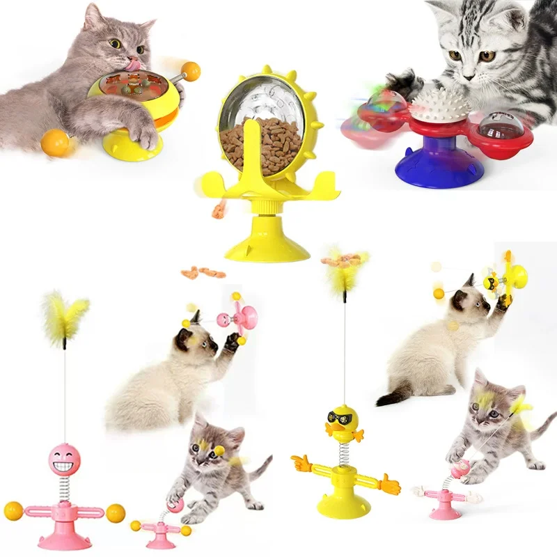 

Cat Windmill Toy Hair Rubbing Device Luminous Rotating Scratching Spring Human Pet Toys For Cat Turntable Toys Cat Accessories