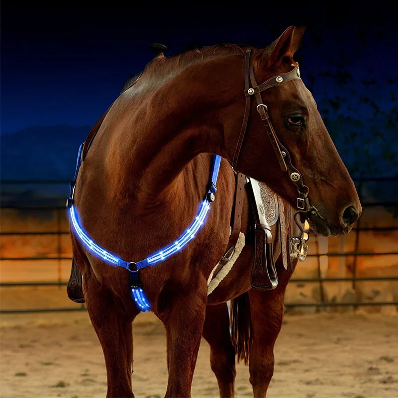 

Dual LED Horse Harness Horse Breastplate Nylon Webbing Night Visible Horse Riding Accessory Equipment Horse Racing Equestrian