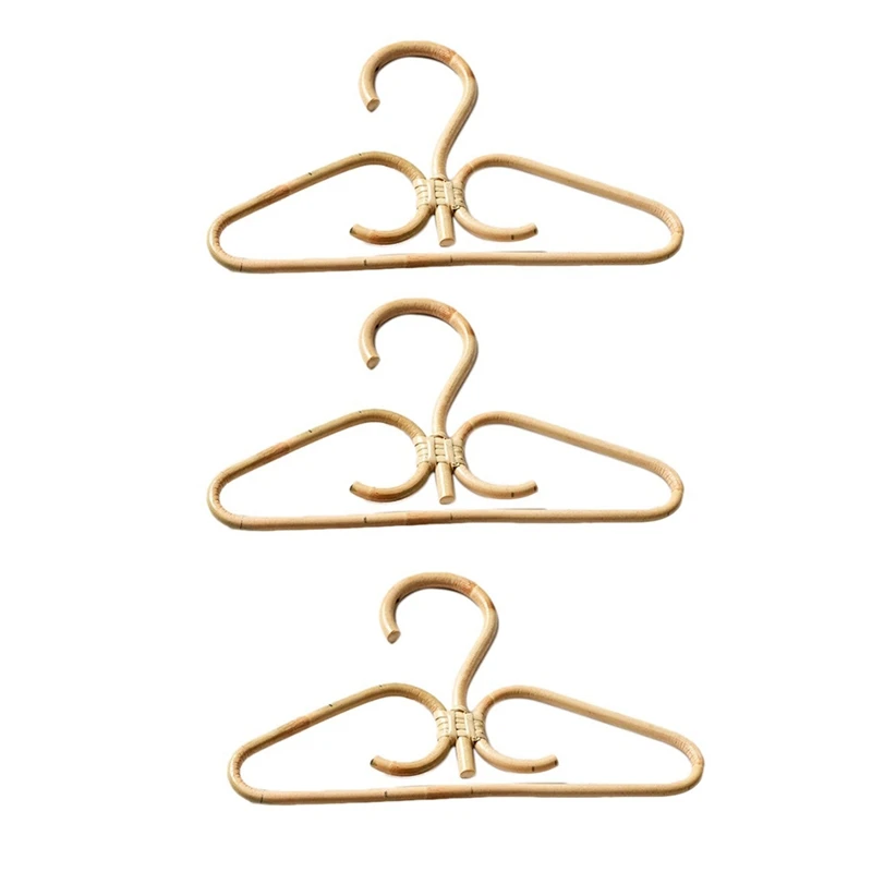 

Rattan Clothes Hanger Natural Rattan Hand-Woven Hook Hanger For Home Wardrobe Garments Organizer Rack Decoration