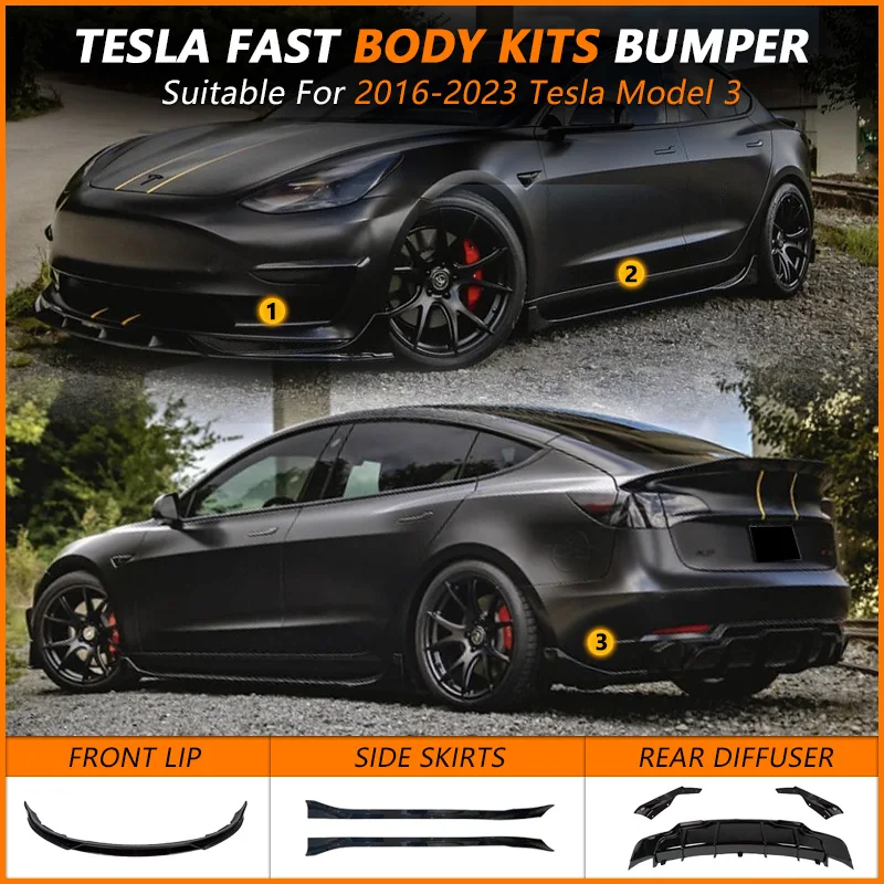 Блеск для тюнинга матовое углеродное волокно Tesla 2016-2023 модель 3 бампер губа задняя