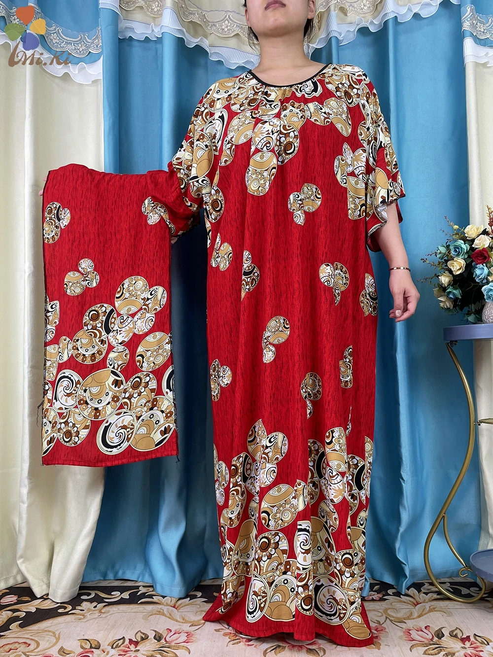 High Quality New African Muslim Dashiki Ababy printed Cotton loose Fitting Dress Women Summer Maxi Casual Islamic Clothing