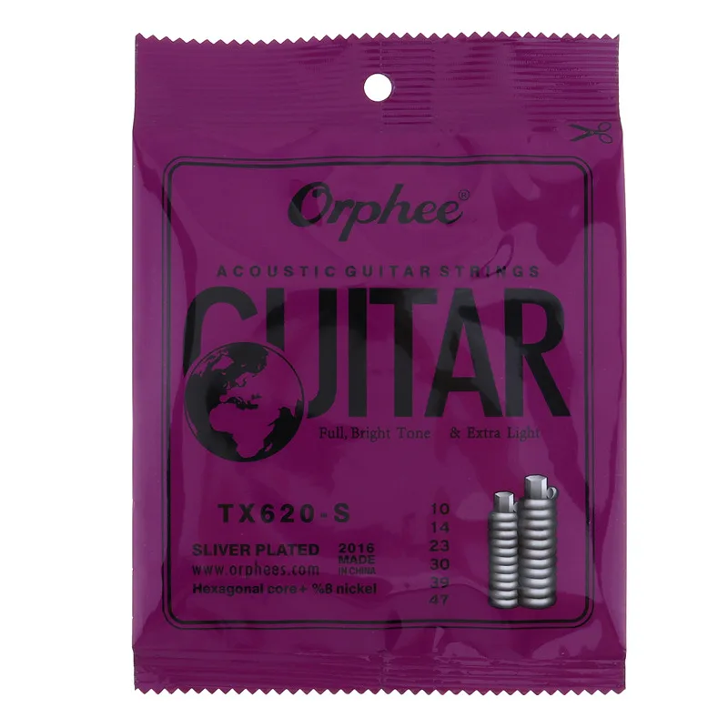 

Струны Orphee для акустической гитары, 6 шт./комплект, специальные посеребренные Антикоррозийные шестигранные + 8% никель, очень легкие