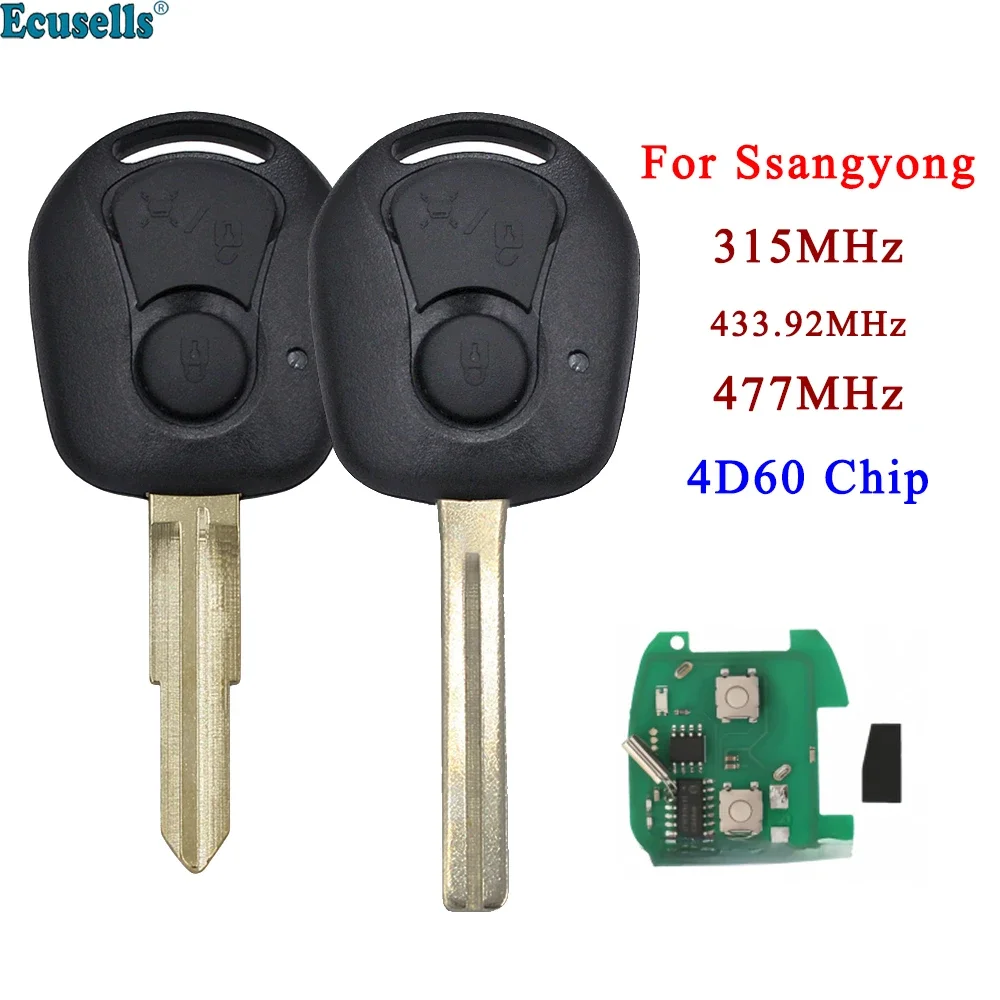 Ecusells 2 кнопки 315 МГц 477 433 92 4D60 чип автоматический умный дистанционный ключ от