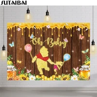 oh baby backdrop bear sweet honey photography background kids wooden butterfly flower animal birthday party decoration spring