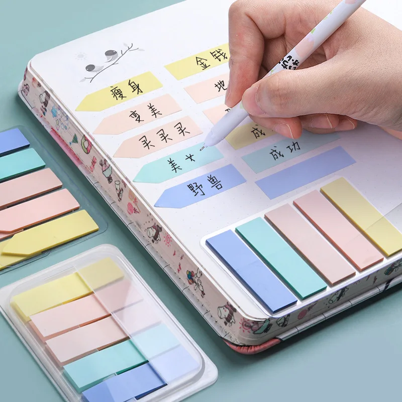 

2pc Morandi colour sticky notes Waterproof Planner Stickers message index PET Flags Tabs Page Markers Office Supplies Stationery