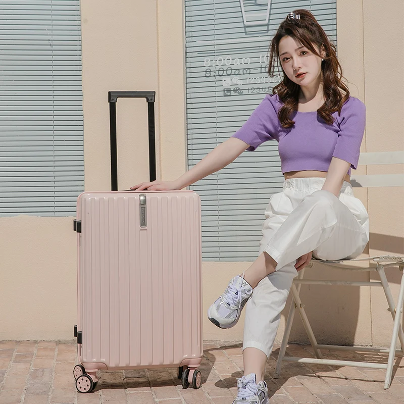 Rolling luggage travel suitcase on wheels carry on cabin trolley luggage woman large size travel suitcase lightweight luggage