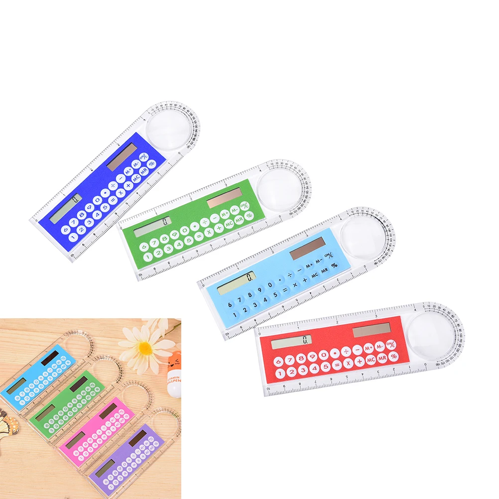 

1PC 8 Digits Transparent Solar Calculator 2 in 1 Ruler Mini Digital Calculator Kids Stationery School Office Gifts