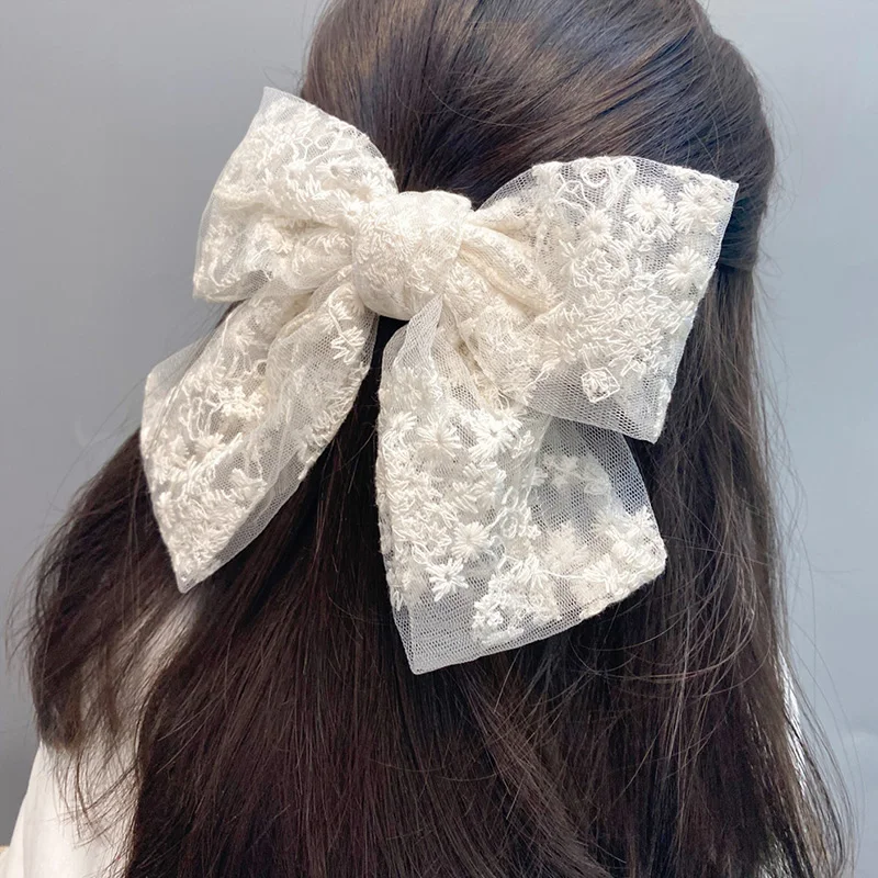 

Women Gril Hair Clip Lace Bow Hair Band Barrettes Black White Hairpin Fashion Sweet Hair Accessory