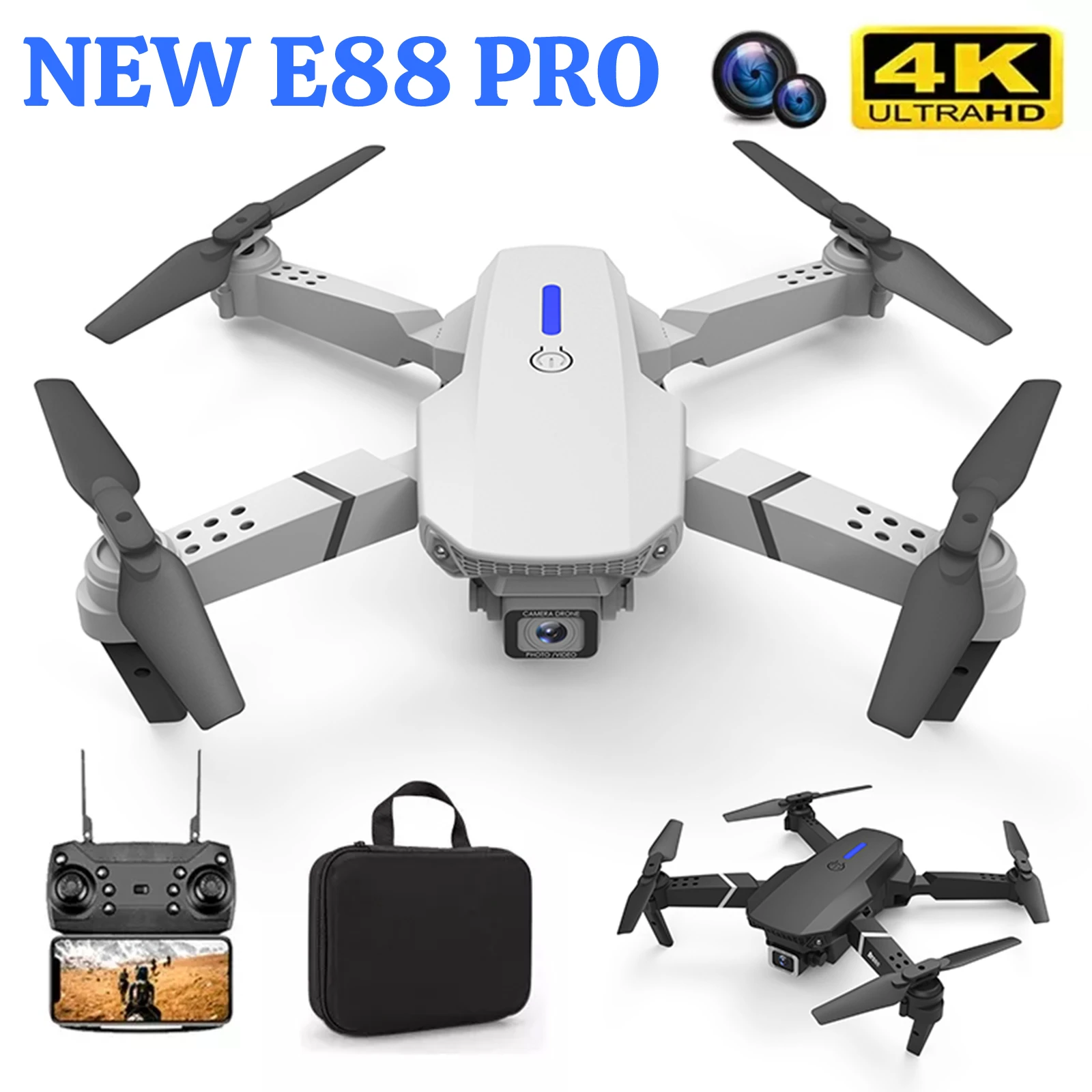 

2023 New Quadcopter E88 PRO WIFI FPV Drone With Wide Angle HD 4K 1080P Camera Height Hold RC Foldable Quadcopter Drone Gift Toy