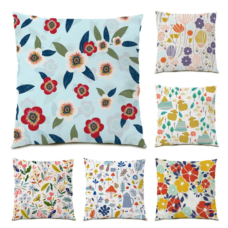 

Cushion Cover Velvet Home Decoration Leaf Sofa Decorative Pillowcase Polyester Linen Flower Leaves Pattern Beautiful Plant E0553