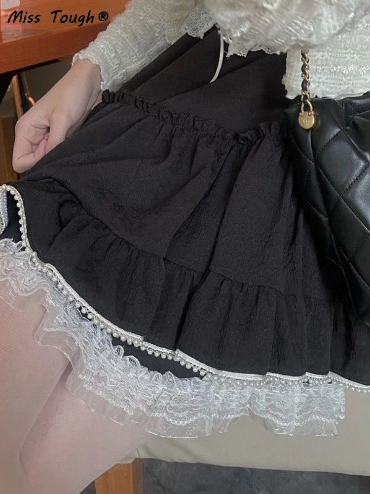 Летняя белая кружевная Милая юбка для женщин корейская мода пушистая