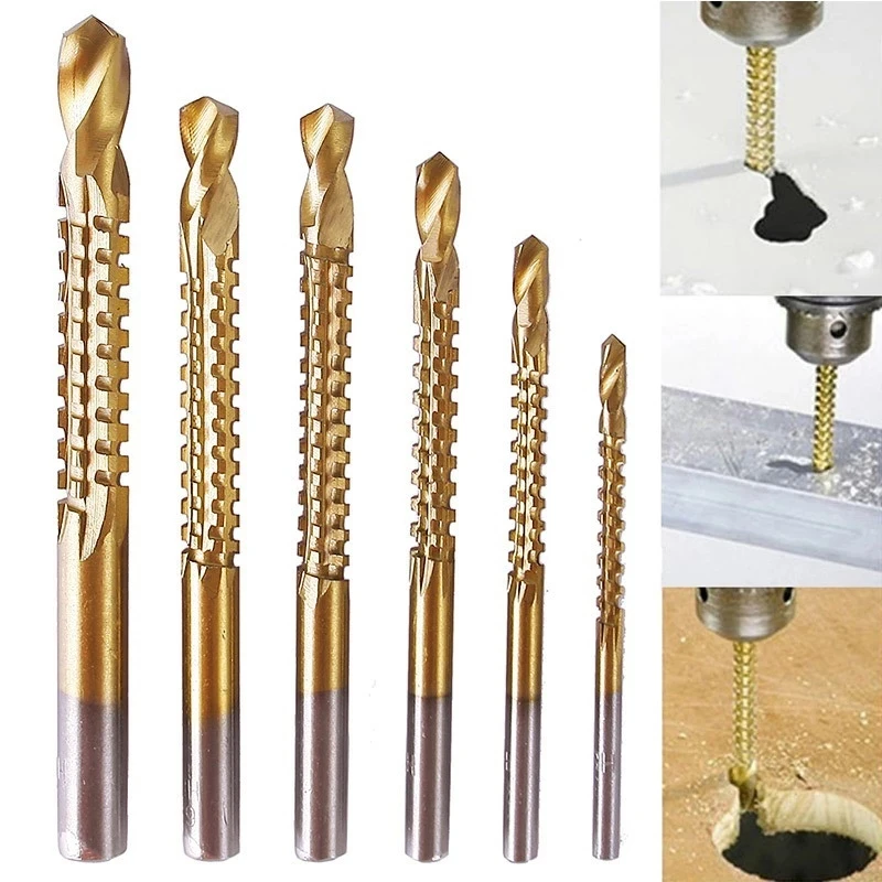 

6Pcs Cobalt Drill Bits Set Spiral Metric Composite Tap Drill Bit Tap Twist Drill Bit Wood Drill For Cutting Drilling Slotting