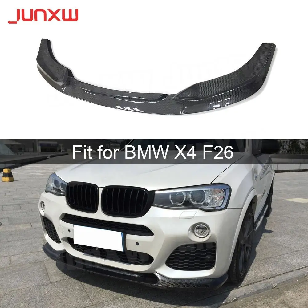 

Carbon Fiber Car Front Bumper Lip Spoiler Splitters For BMW X4 F26 M-Sport M-TECH 2014-2017 Head Bumper Chin Shovel Guard