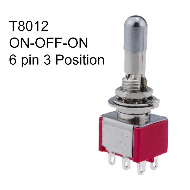 SH T80-T круглый верхний рычаг с защитой от помех, 6,35 мм, мини-тумблер для крепления на панели, 3 контакта, 6 контактов, 2/3 позиции ВКЛ, ВЫКЛ. ВКЛ.