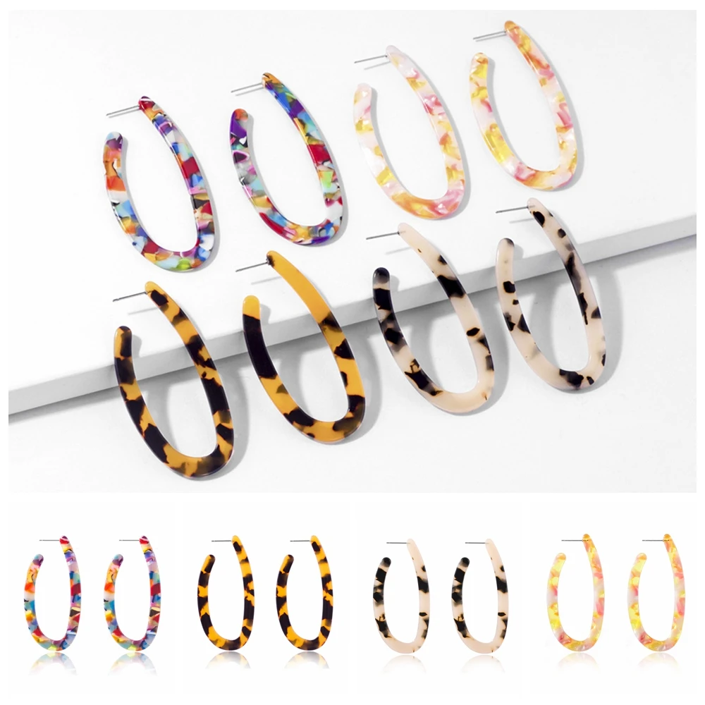 

Long U-shaped earrings acetate plate Europe and the United States fresh fashion simple temperament high-quality earrings 2023