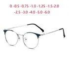 Анти-синий светильник кошачий глаз оптические очки для женщин и мужчин ретро металлические круглые очки по рецепту SPH 0-0,5-0,75-1,0 до-6,0