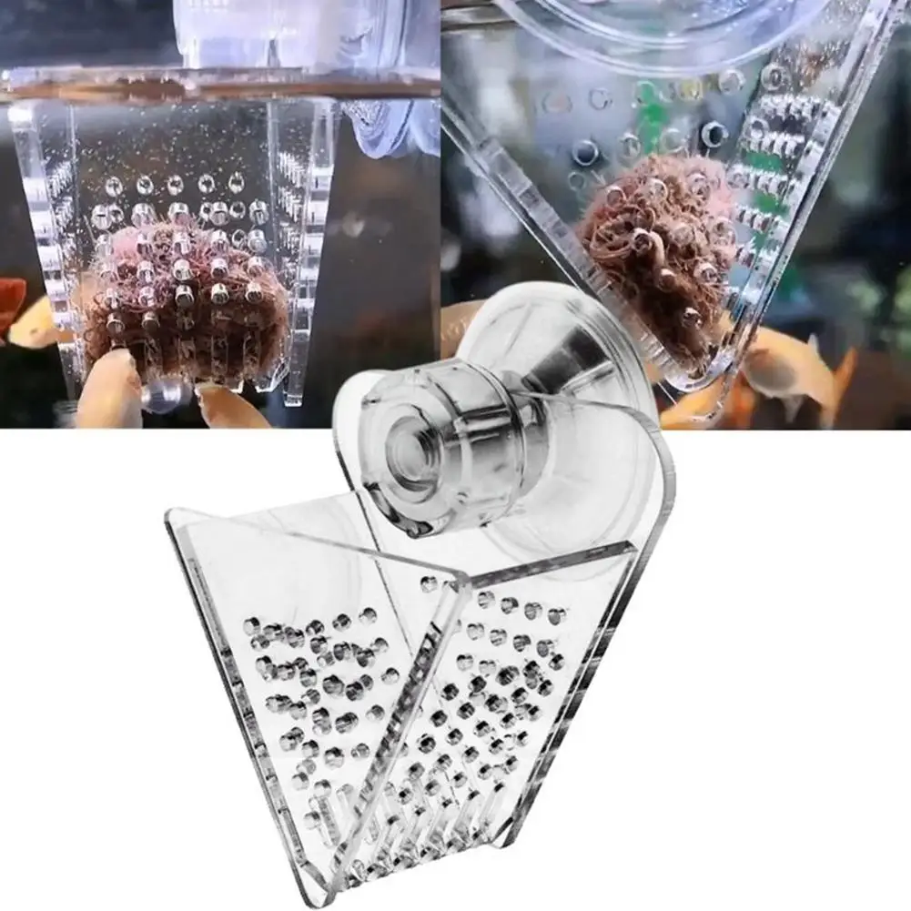 

Aquarium Red Worm Feeder Fish Tank V-Shape Fish Feeding Cup Food Container Shrimp Feeder With Suction Cup