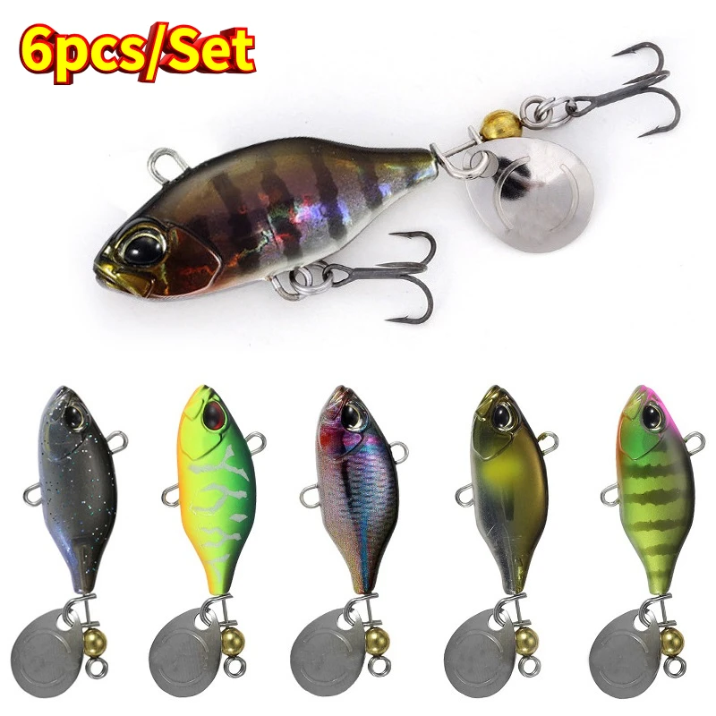 

6pcs/Set 35mm 7g Vib Fishing Lure 2022 Spinner Metal Jig Bass Pike Crankbait Catfish Swimbait Trout Whopper Plopper Pesca Japan