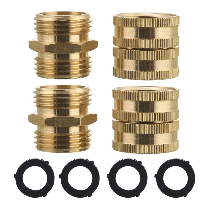 

Brass Adapter Hose Connector 4pcs Male to Male Female to Female Garden Supplies