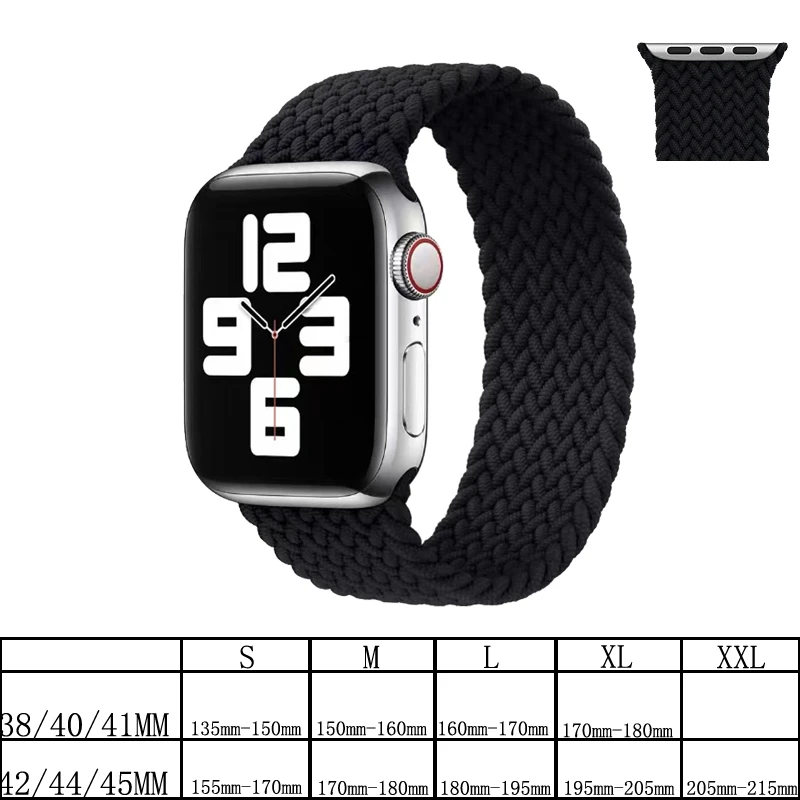 

Nylon braided solo loop For Apple watch 7 6 5 4 SE 45mm 41mm 44mm 40mm Adjustable elastic strap for iwatch 3 42mm 38mm Bracelet