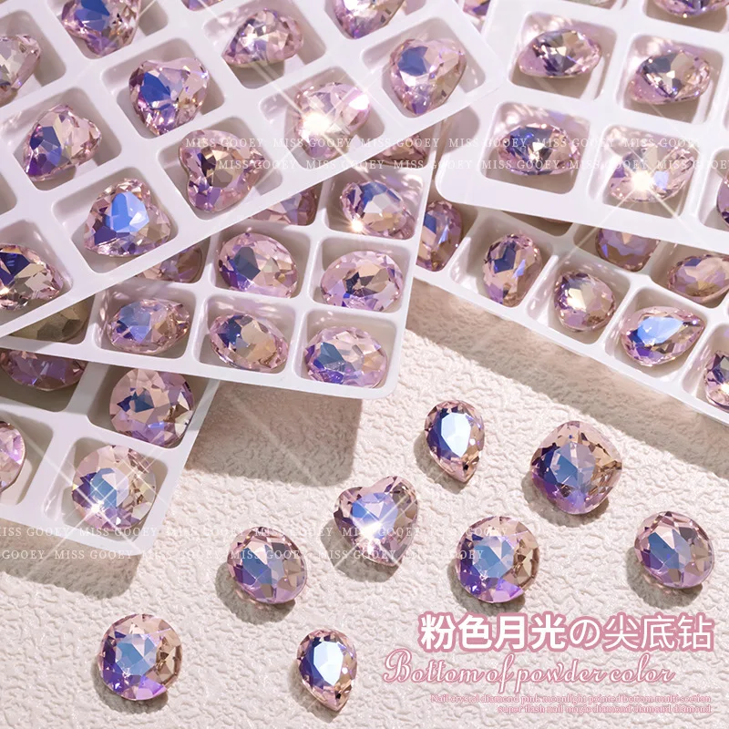 

Nail Art Rhinestones K9 Glass Crystal Pointback Pink Square Round Shape Charms Luxury Jewelry DIY Nail Accessories Nail Supplies