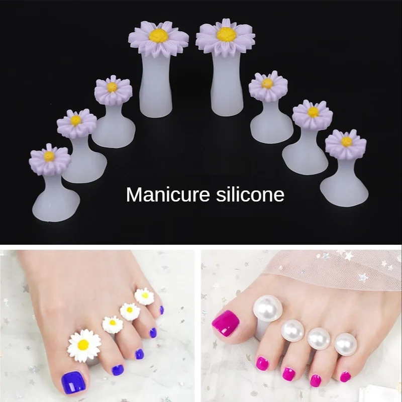 

8 stücke Nail art Toe Separator Blume Herz Perle Diamant Silikon Fuß Zehen Separatoren Silica Gel Finger Zehenspreizer