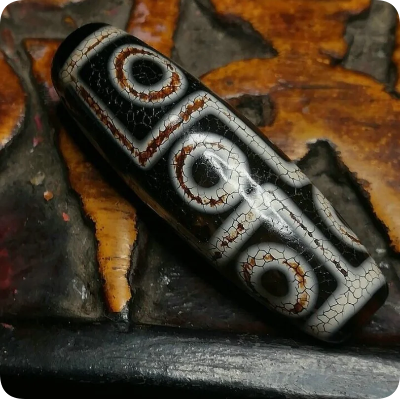 Тибетский Baojiang Fire Offering старый кулон Дзи с девятью глазами 13x40 мм