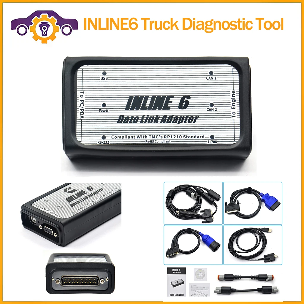 

V8.7 A++Quality INLINE 6 Data Link Adapter Heavy Duty Scanners Full 8 Cable Truck Better Than Inline 5 Diagnostic Tools Inline6