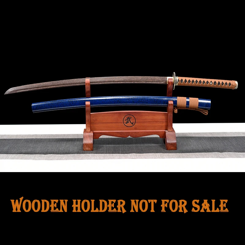 ępiony ręcznie drewniany miecz japoński treningowy Iaido samuraja Katana rekwizyty sceniczne niebieskie punkty Saya dekoracja