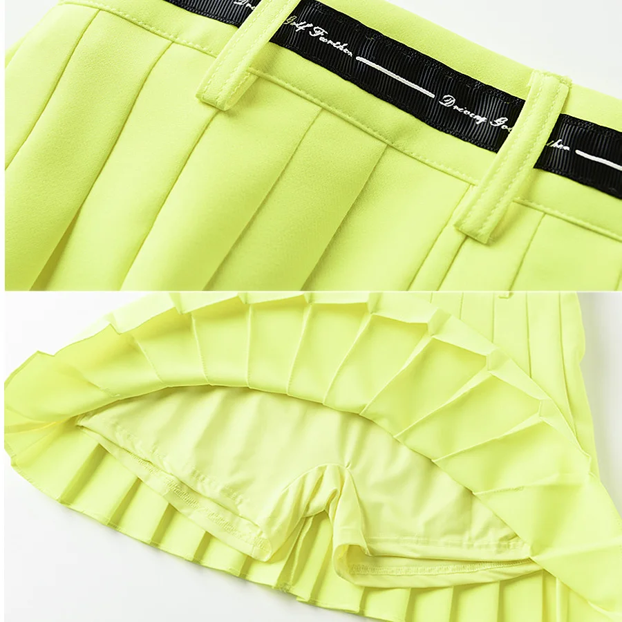2023 Golf Skort Women Korean Pleated Skirt High Waist With Inner Shorts Safe Girl Tennis Skirts Gym Running Sports Fitness Skort