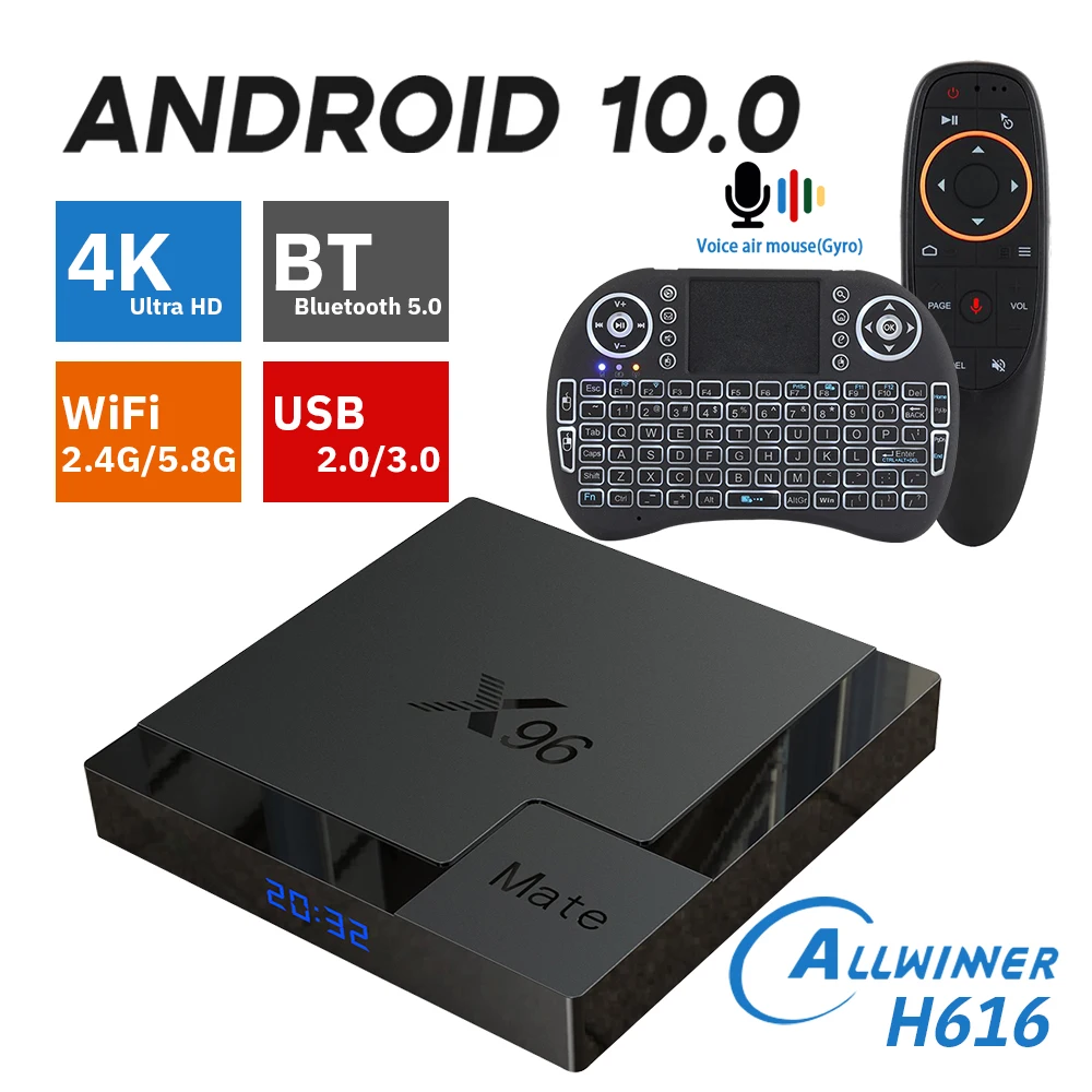 

ТВ-приставка на Android H616, 2,4 ГГц, 5,8 ГГц, Wi-Fi, Bluetooth, 4K, 3D, 4K, 4 + 64/32 ГБ