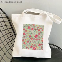 women shopper bag pink cosmos flowers printed bag harajuku shopping canvas shopper bag girl handbag tote shoulder lady bag