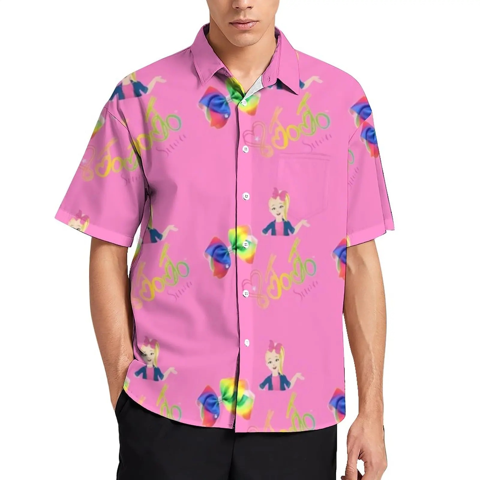

Cute Jojo Siwa Print Casual Shirts Dance Moms Vacation Shirt Hawaiian Short Sleeve Trendy Blouses Mens Custom Tops Large Size