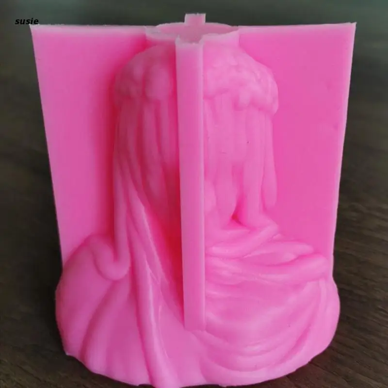 

X7YA Veiled Lady Candle UV Crystal Epoxy Mold Female Bride Antique Bust Silicone Mold