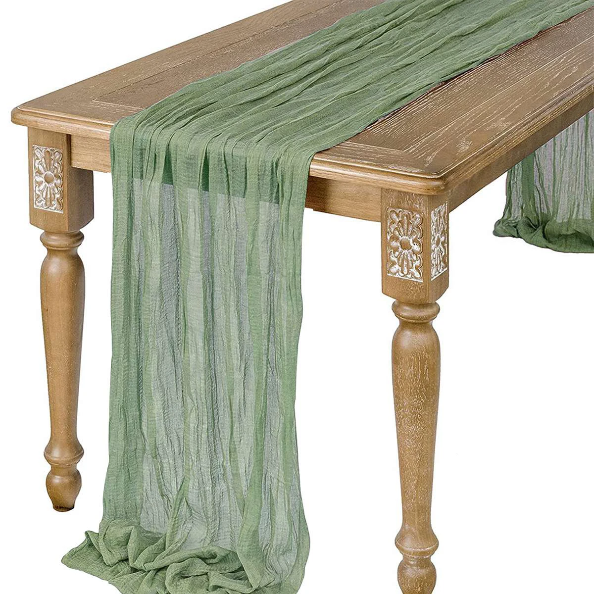 

Скатерть-дорожка полупрозрачная полиэстер/хлопок sage