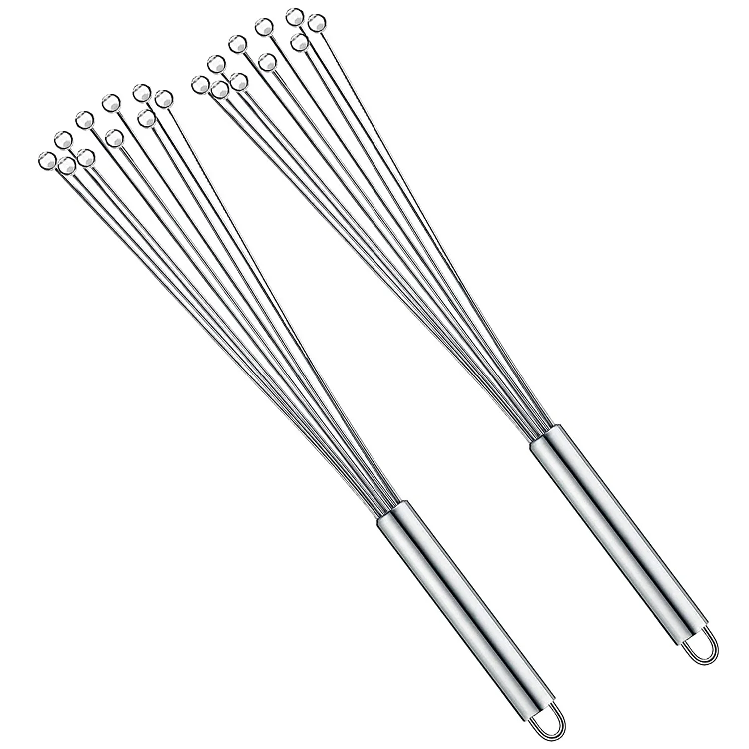 

2 Pcs Whisks for Cooking, Stainless Steel Ball Whisk Wire Egg Whisk Set, Steel Wire Whisk Balloon Wire Whisk for Cooking
