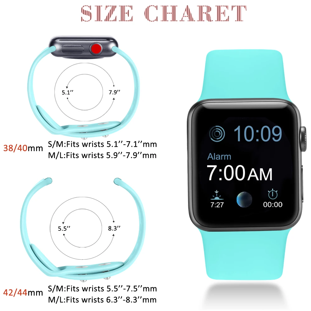 10pcs/lot Silicone Strap For Apple Watch Band 40mm 44mm 38mm 42mm 41mm 45mm Smartwatch band Bracelet For iWatch Series 3 4 5 6 7