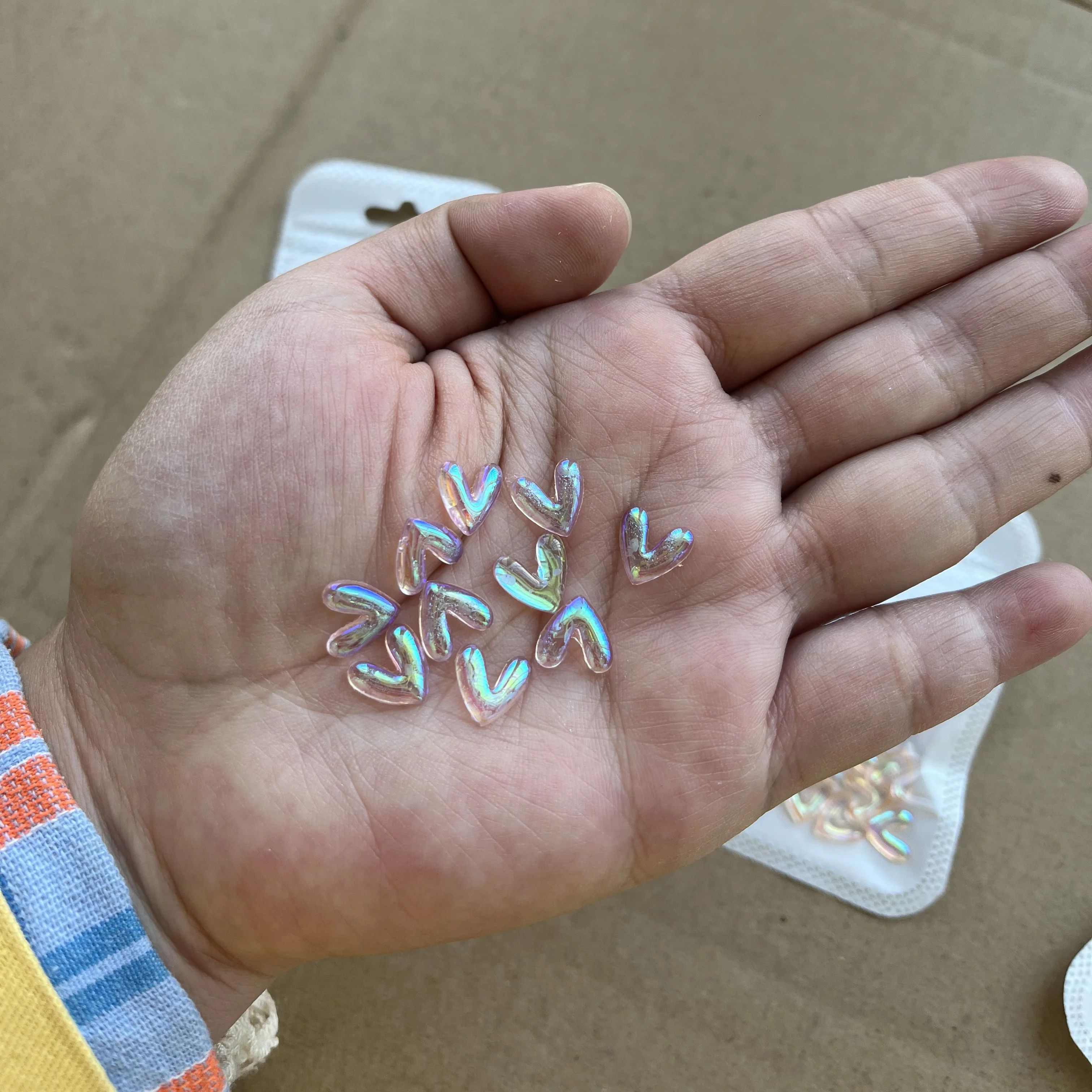 

10pcs 3D Aurora Love Heart V-shaped Nail Jewelry Colorful Heart Nail Rhinestones Charms Resin Crystal Manicure Tips Accessories#