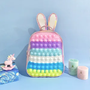 Rainbow Pop Backpack for Kids Girls Boys Bubble Bag with ear Pops Bunny ears Pink Shoudler Bag Backp in India